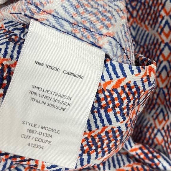 Joie Dress Womens S Multicolor Silk Linen Blend‎ Orange Blue Career Casual - Picture 4 of 8